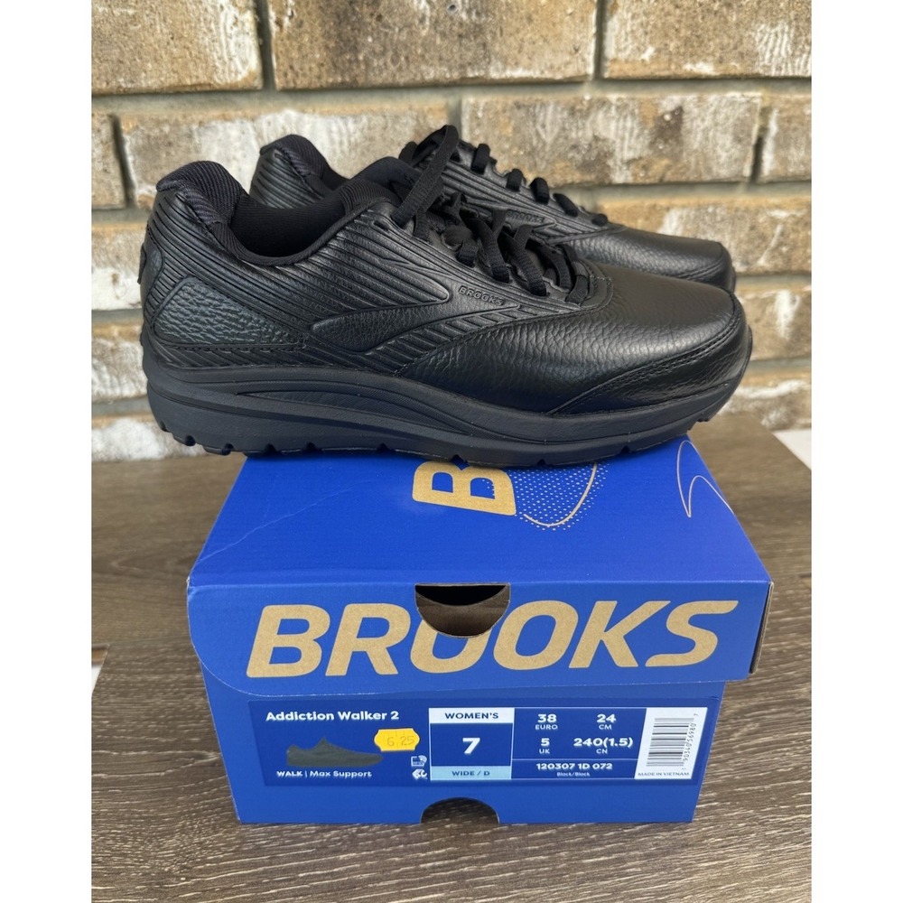 Brooks Addiction Walker 2 Shoes Black Walking Sneakers Women's Sz 7D Wide